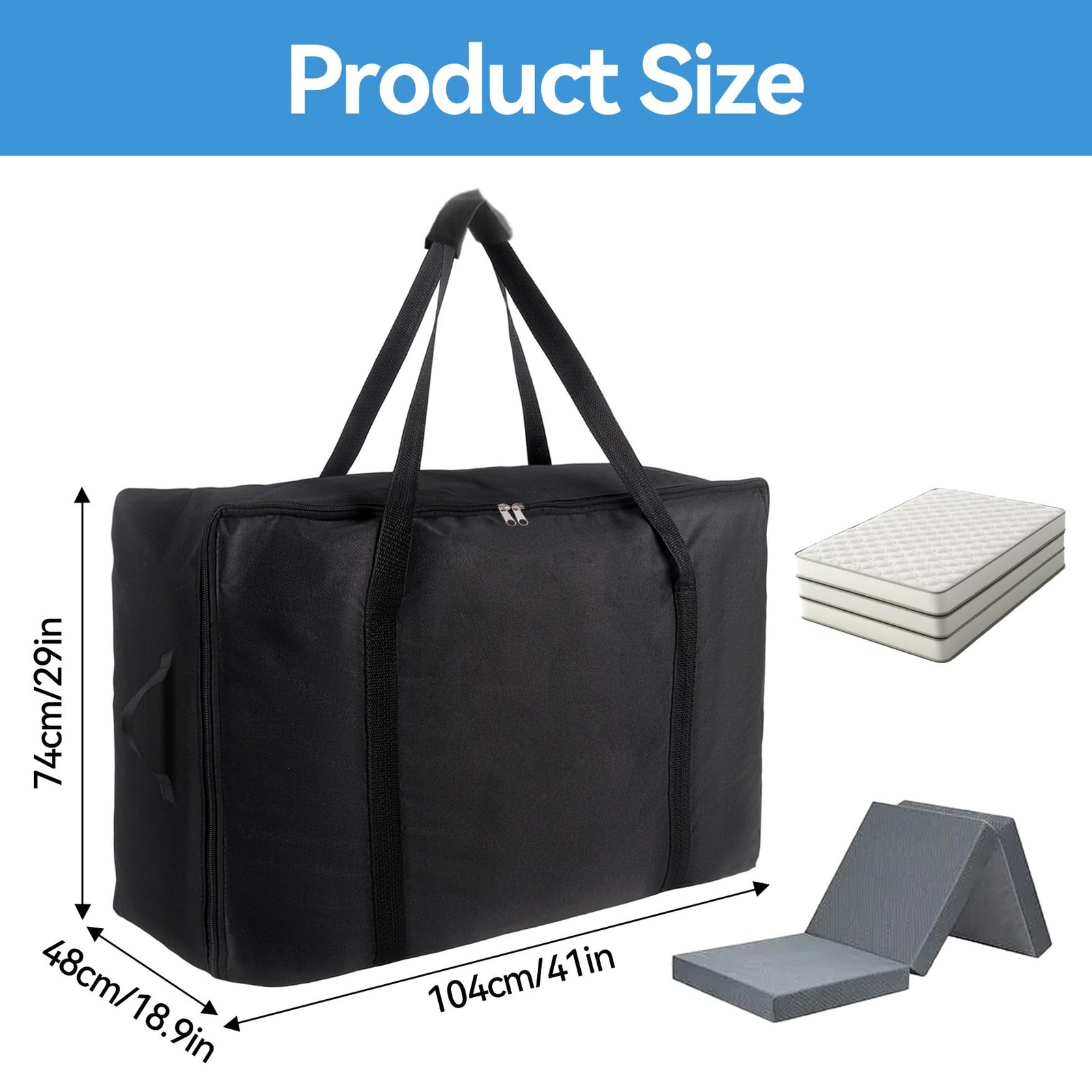 Folding Mattress Storage Bag, Portable 600D Oxford Heavy Duty Carry Case with…