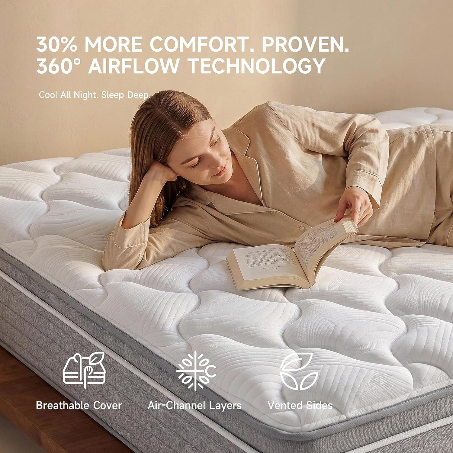 Queen Mattress 14 Inch,Queen Size Mattresses in a Box,Memory Foam Hybrid Mattres