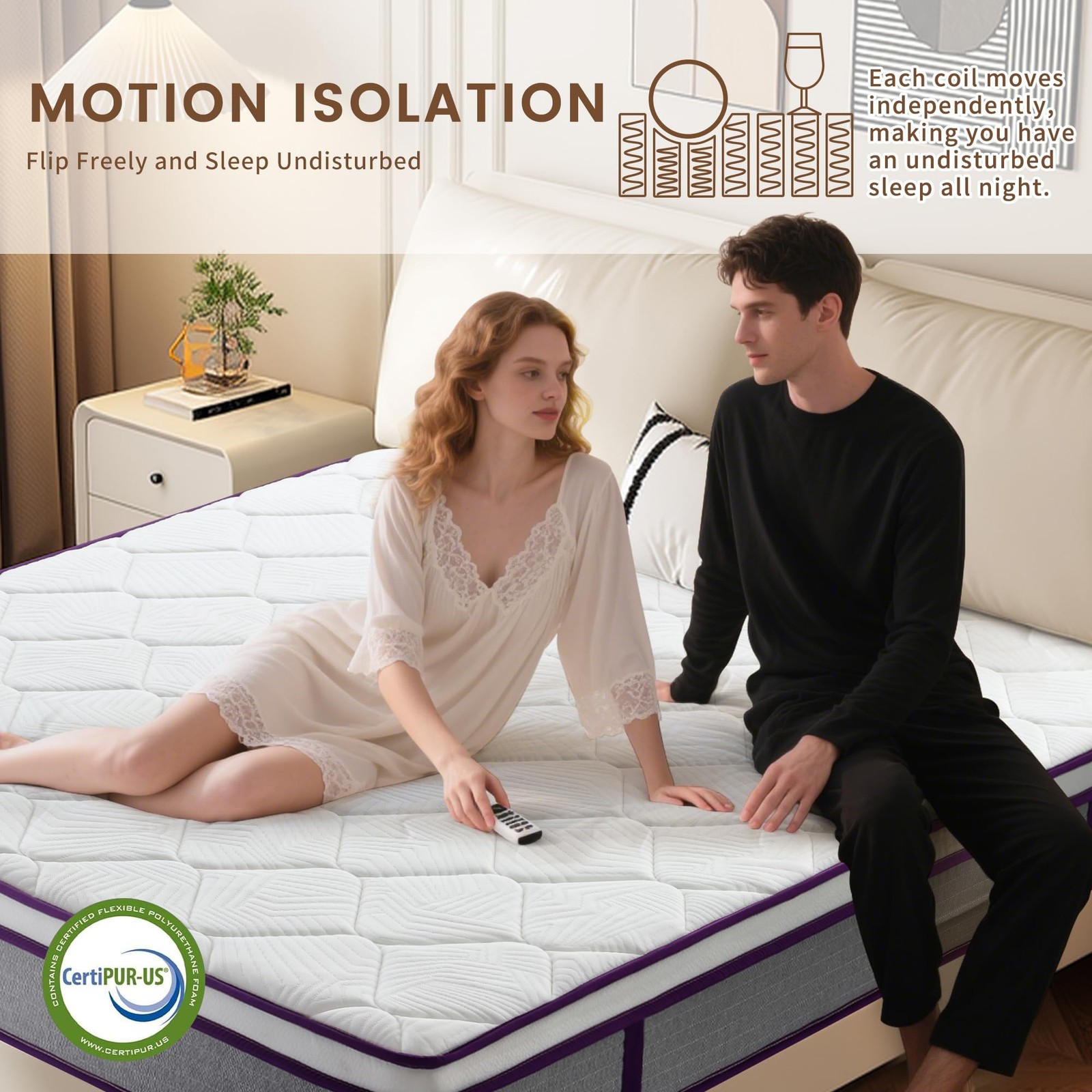 Full Mattress, 10 Inch Medium Firm Hybrid Mattresses with Gel Memory Foam and…