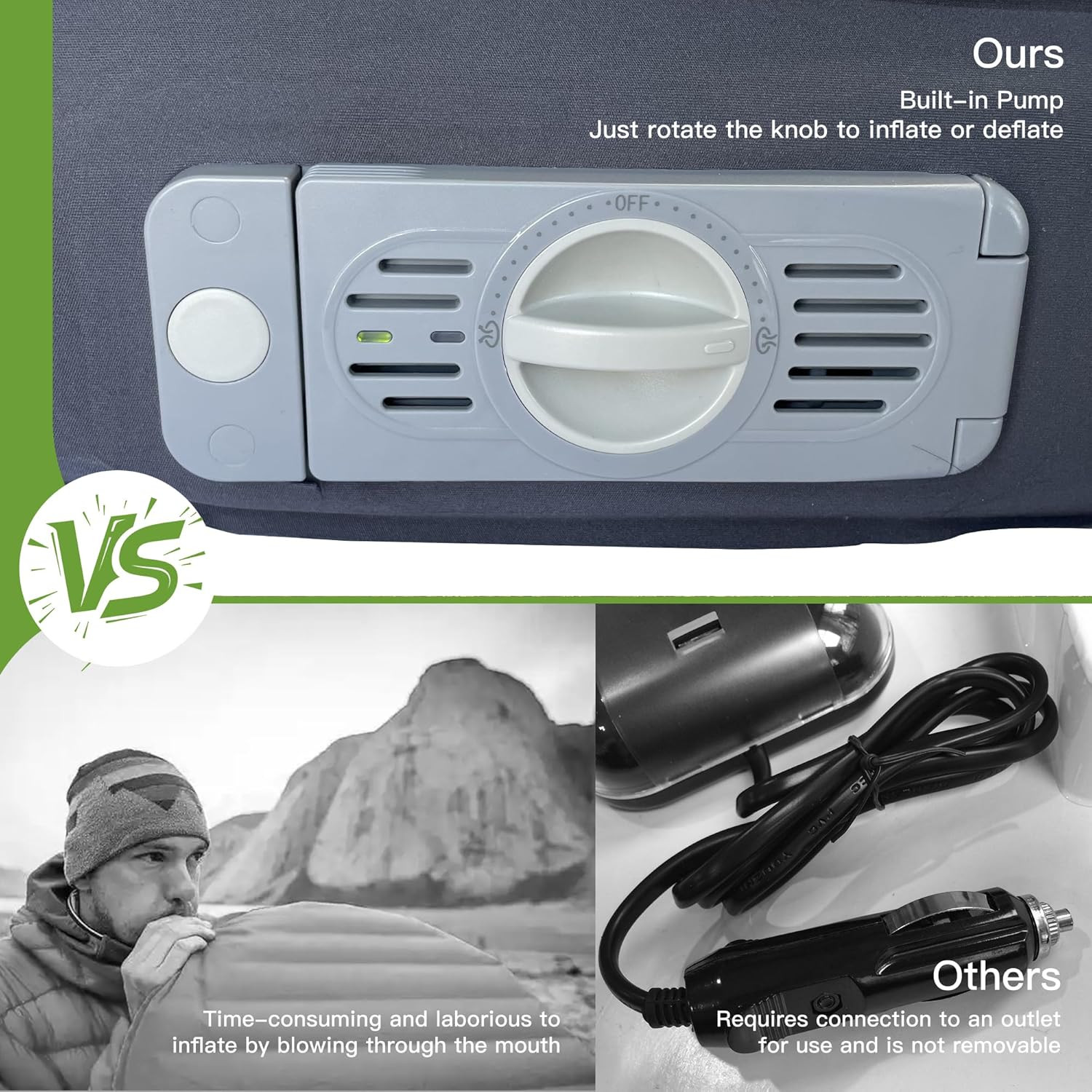 Upgraded Hybrid Foam & Air SUV Mattress with Rechargeable Built-In Pump, Quick I