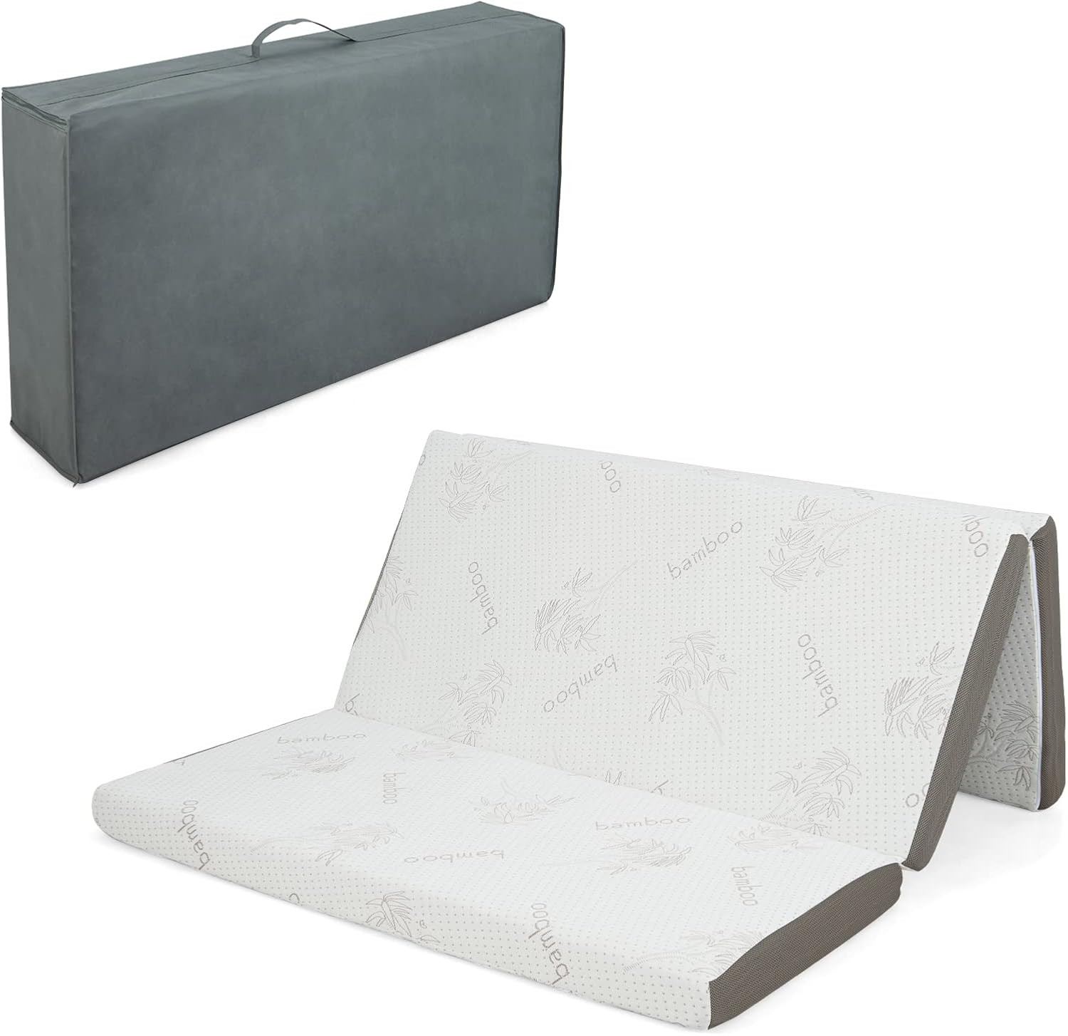 4″ Memory Foam Tri-Fold Mattress with Removable Cover & Storage Bag – Full Size