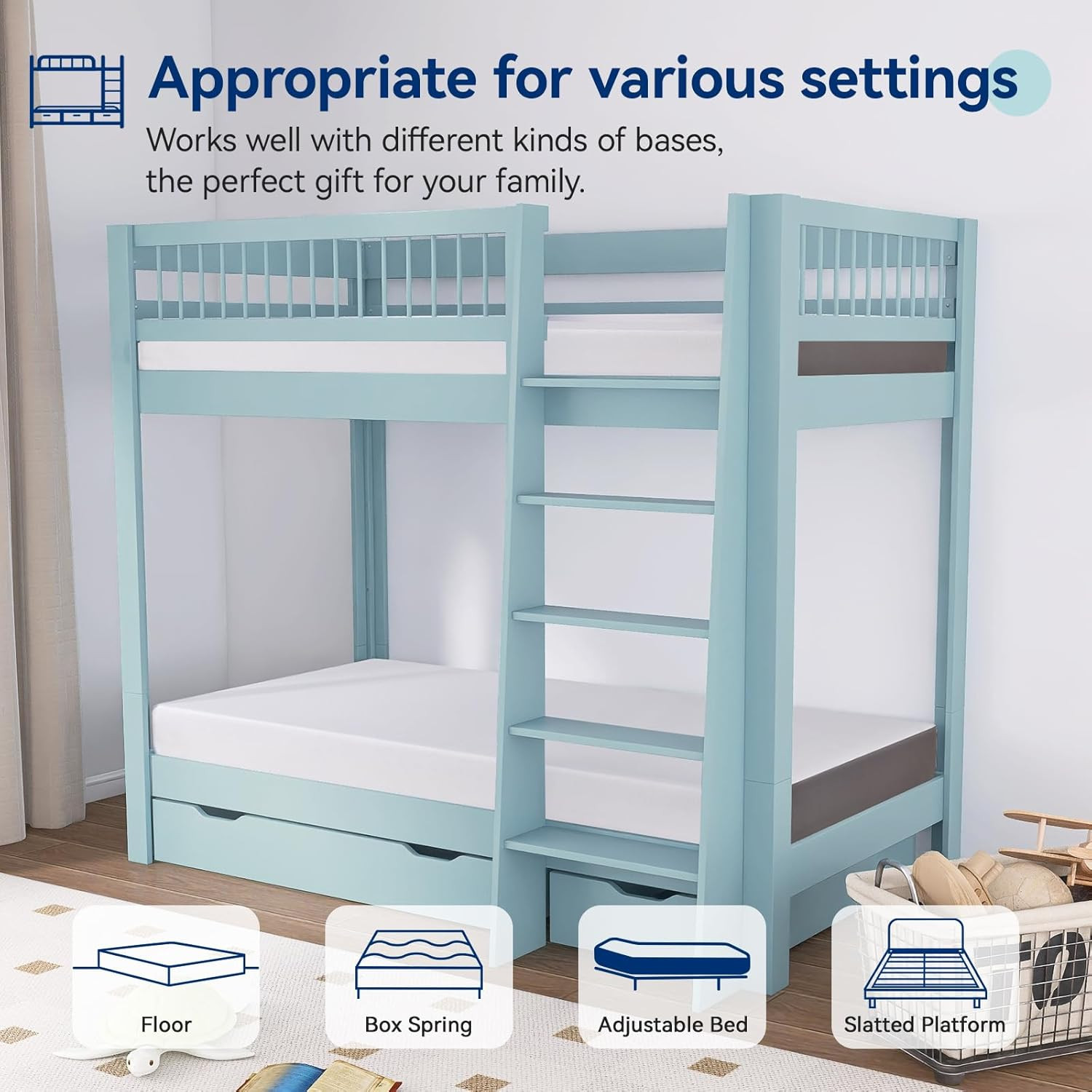 Memory Foam Mattress, Soft Plush Feel, 6 Inch, Twin, White/Grey