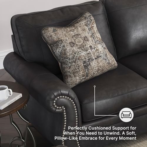 Signature Design by Ashley Chatterton Rustic Faux Leather Queen Sofa Grey