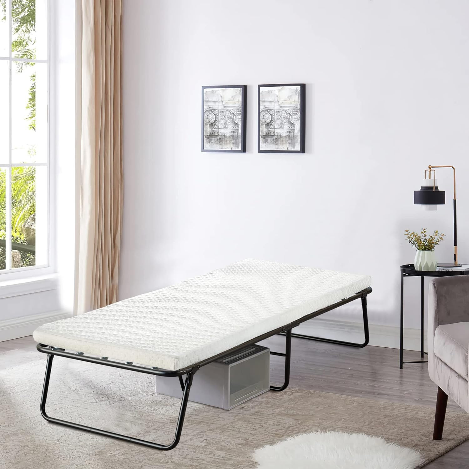 , 14” Folding Bed with 3-Inch Luxurious Memory Foam Mattress, Strong and Sturdy
