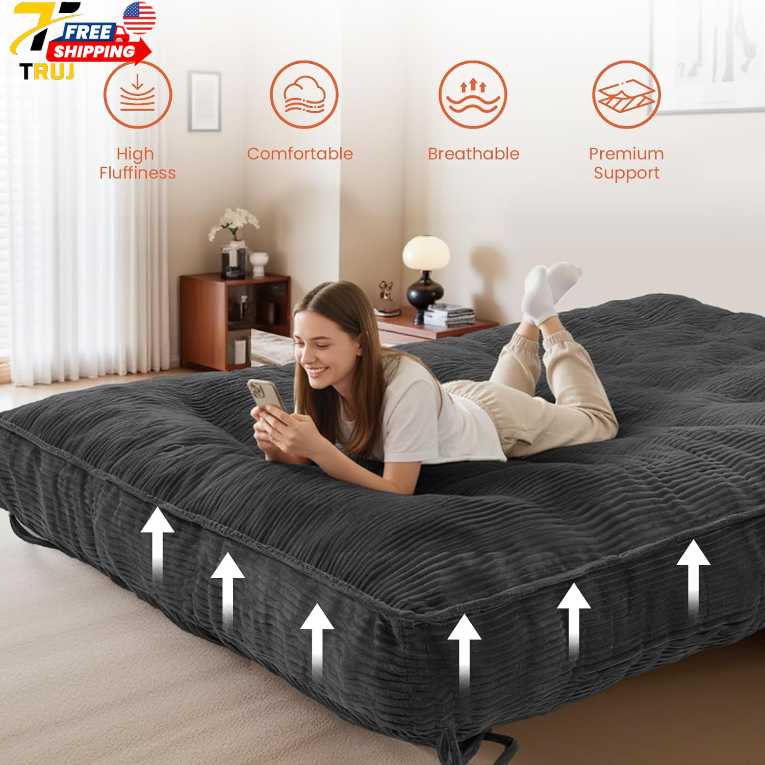 8″ Futon Mattress Full Size Futons Sofa Bed Sleeper Couch Bed Roll Up Mattress w