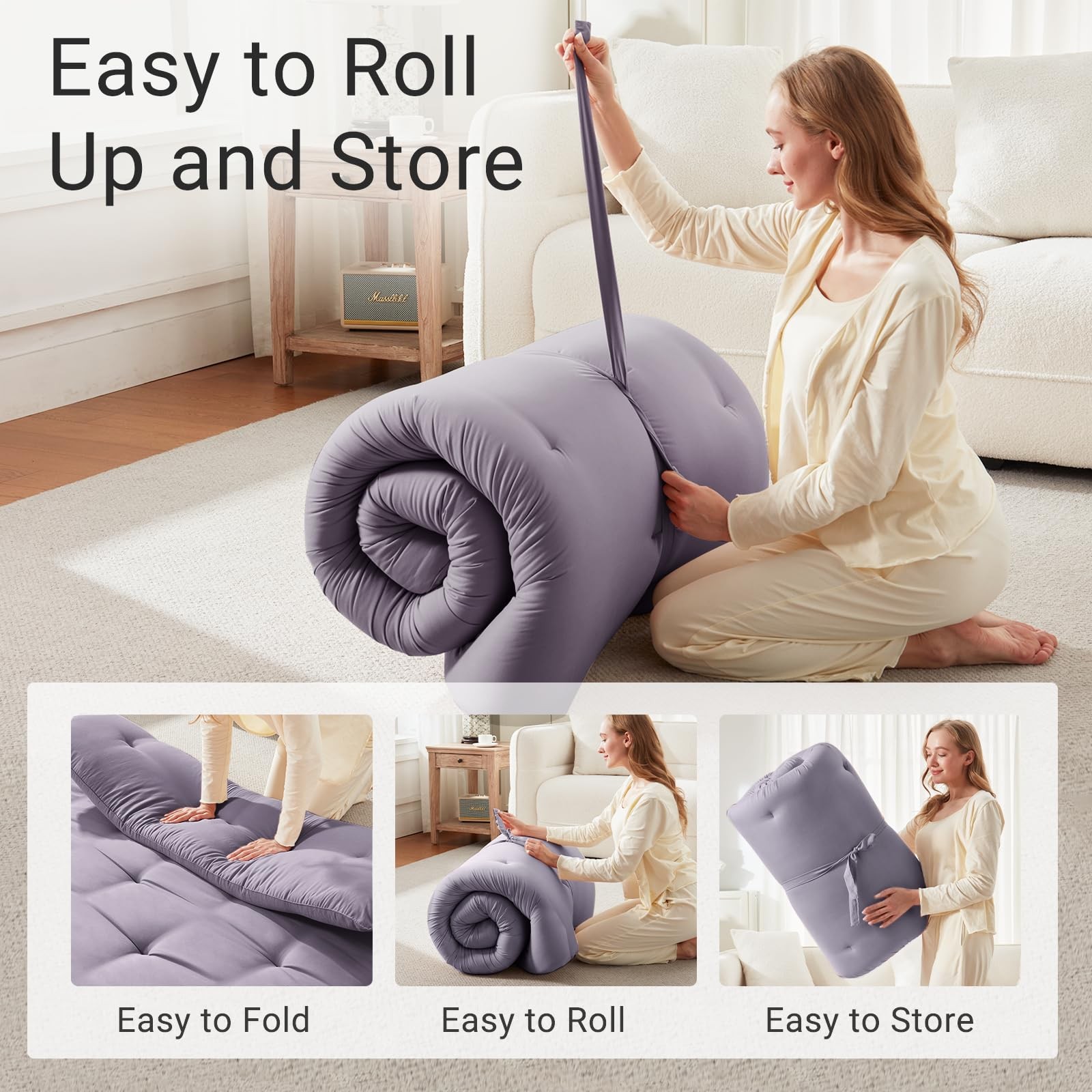 Japanese Floor Mattress, Futon Mattress Full Size 54″x 80″, 2.5″ Thicken Tata…