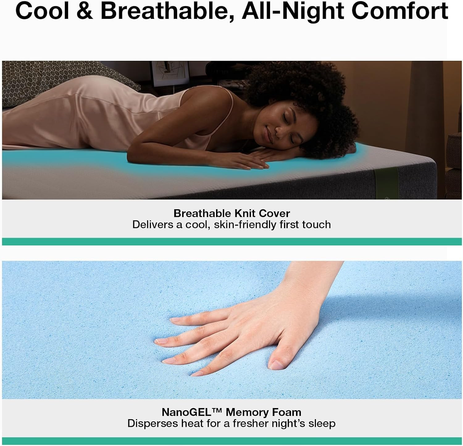 10 Inch Full Size Mattress, Mattress in a Box with Nanogel Memory Foam for Cool