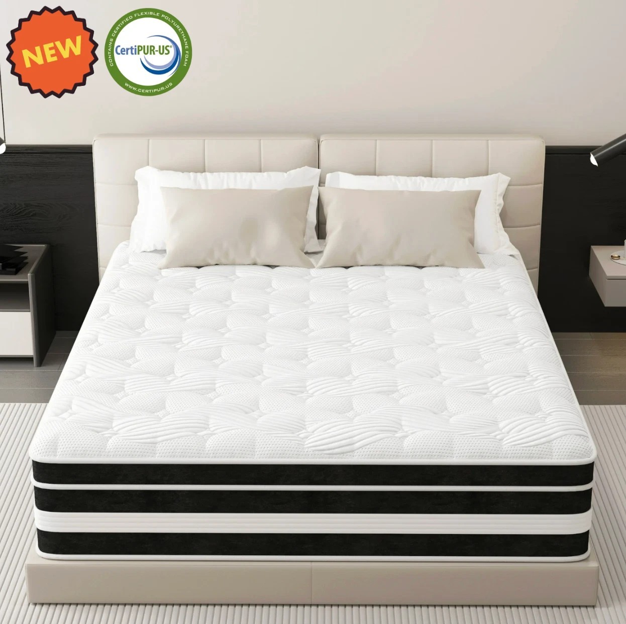 Colchon Full Hibrido Gel 14″ Espuma Memory Foam Hybrid Mattress Medium Firm Full