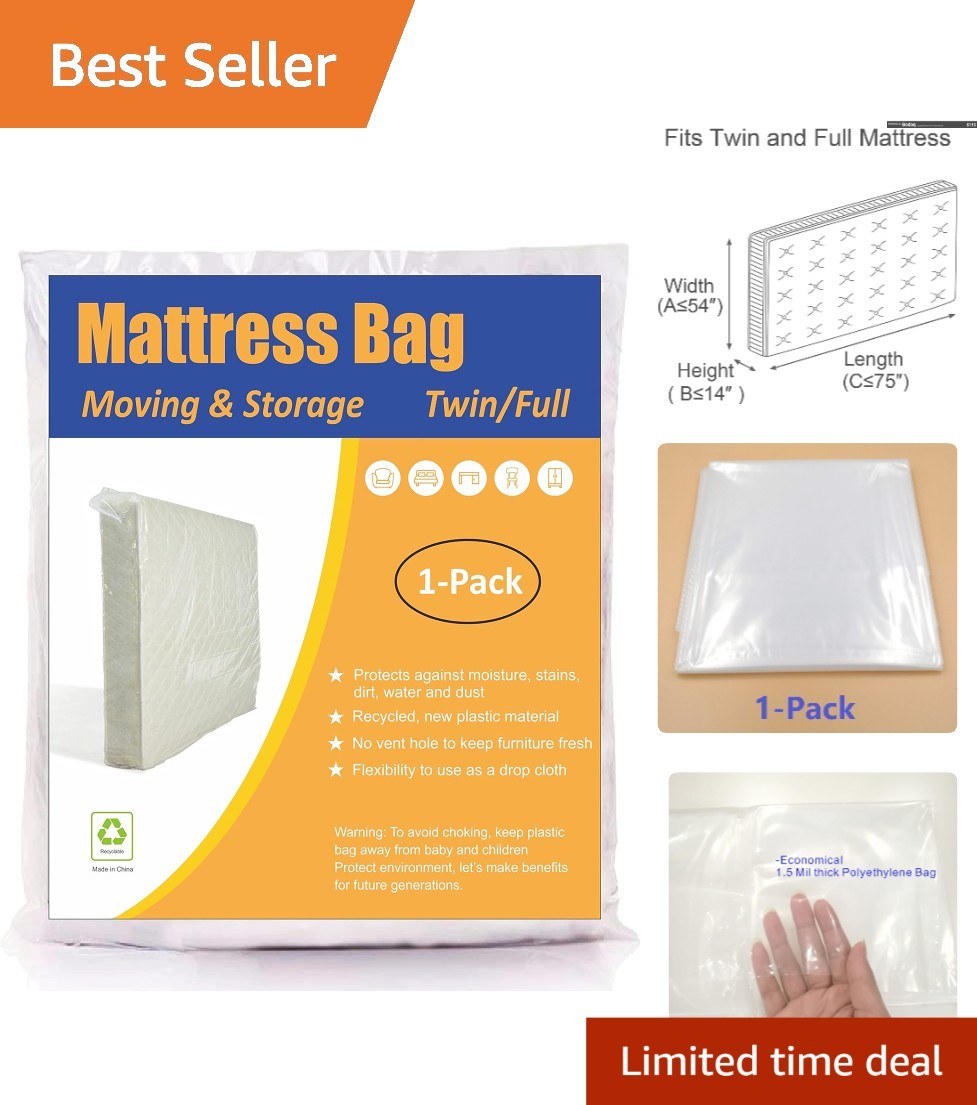 Clear Polyethylene Mattress Bag Fits Twin & Full Sizes – Lightweight Protection