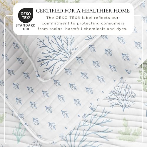 Coastal Quilt Set – 3-Piece Full/Queen Size Coral Full/Queen Pastel Coral