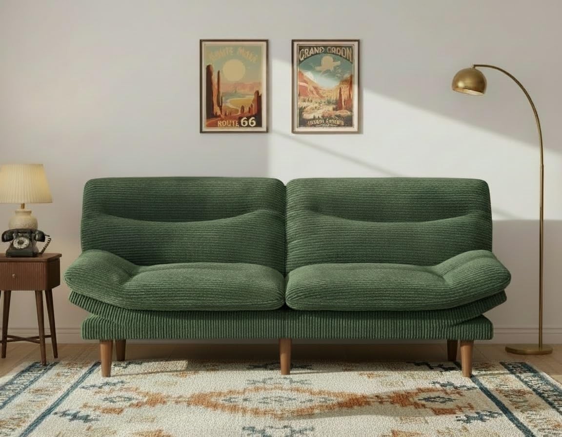66″Futon Sofa Bed,3-in-1 Futon Couch w/Adjustable Barest & Armrests,