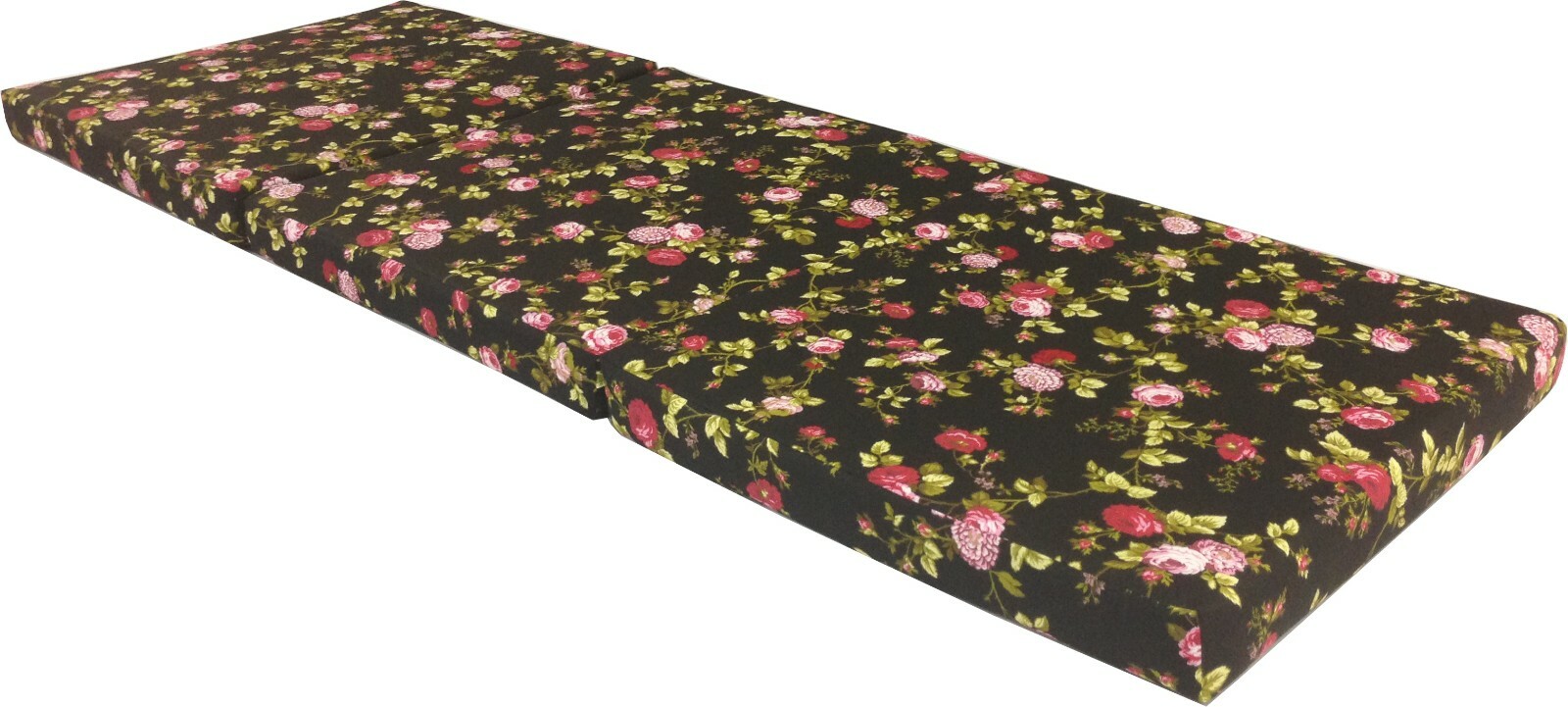 Shikibuton Trifold Foam Beds 1.8 lbs Density, Portable Mats 3x27x75, Rose Black