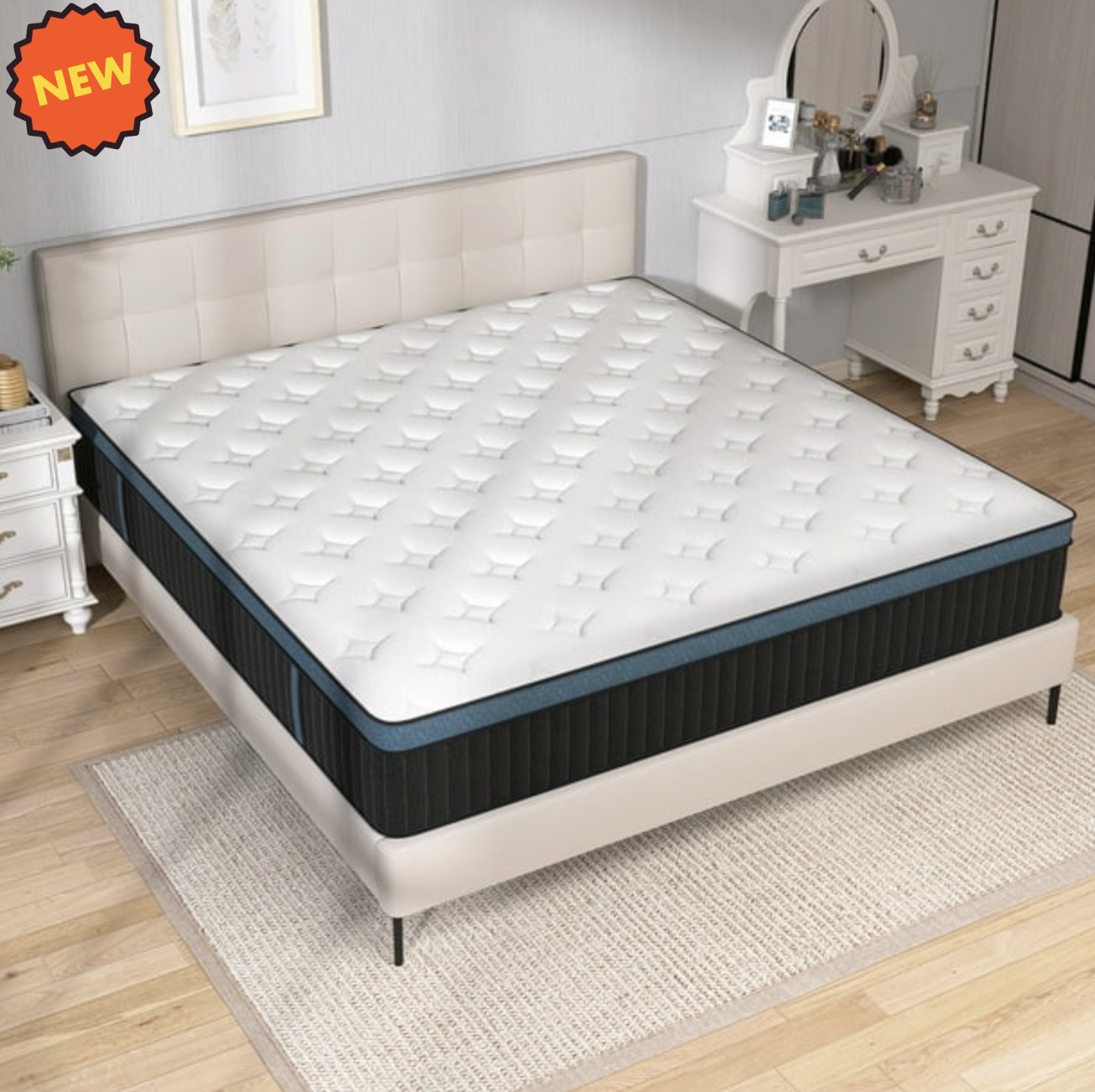14″ Colchones Queen Size 14 Pulgadas Espuma Memory Foam Spring Hybrid Mattress