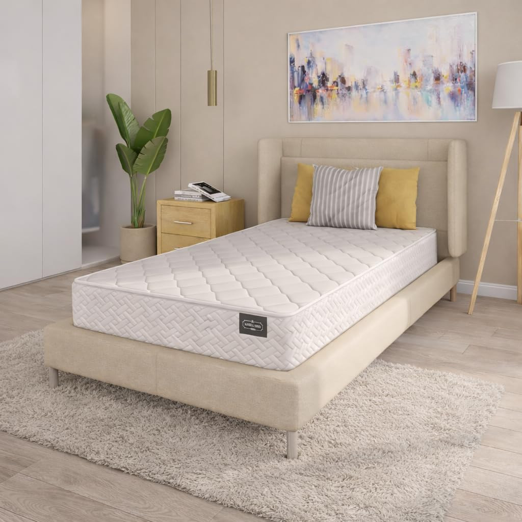 Twin Mattress 6 Inches 38X75 White – Medium Firm Hybrid for Bed – Twin Size Matt