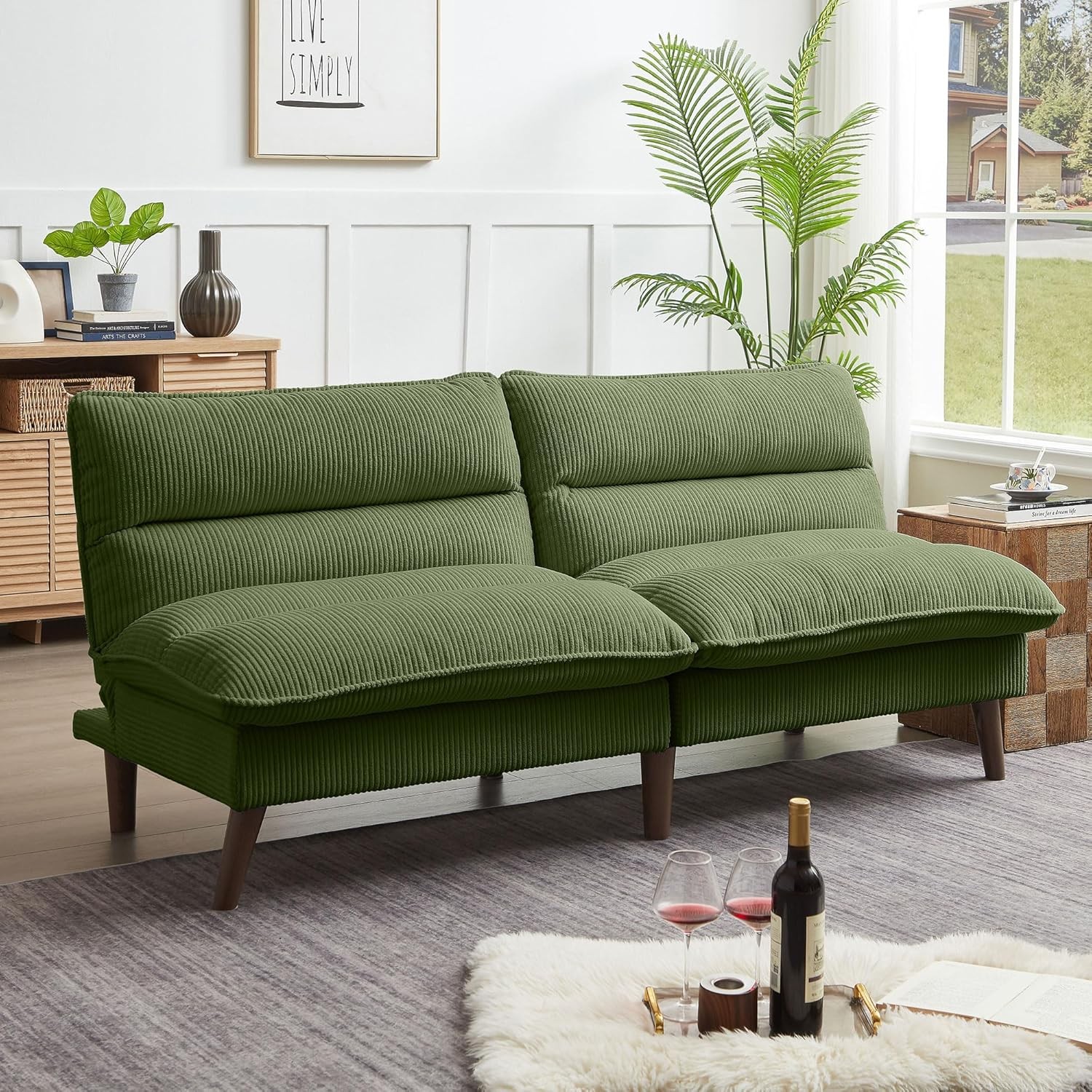 Futon Sofa Bed, 72″ Small Couches for Small Spaces, Folding Love Seat