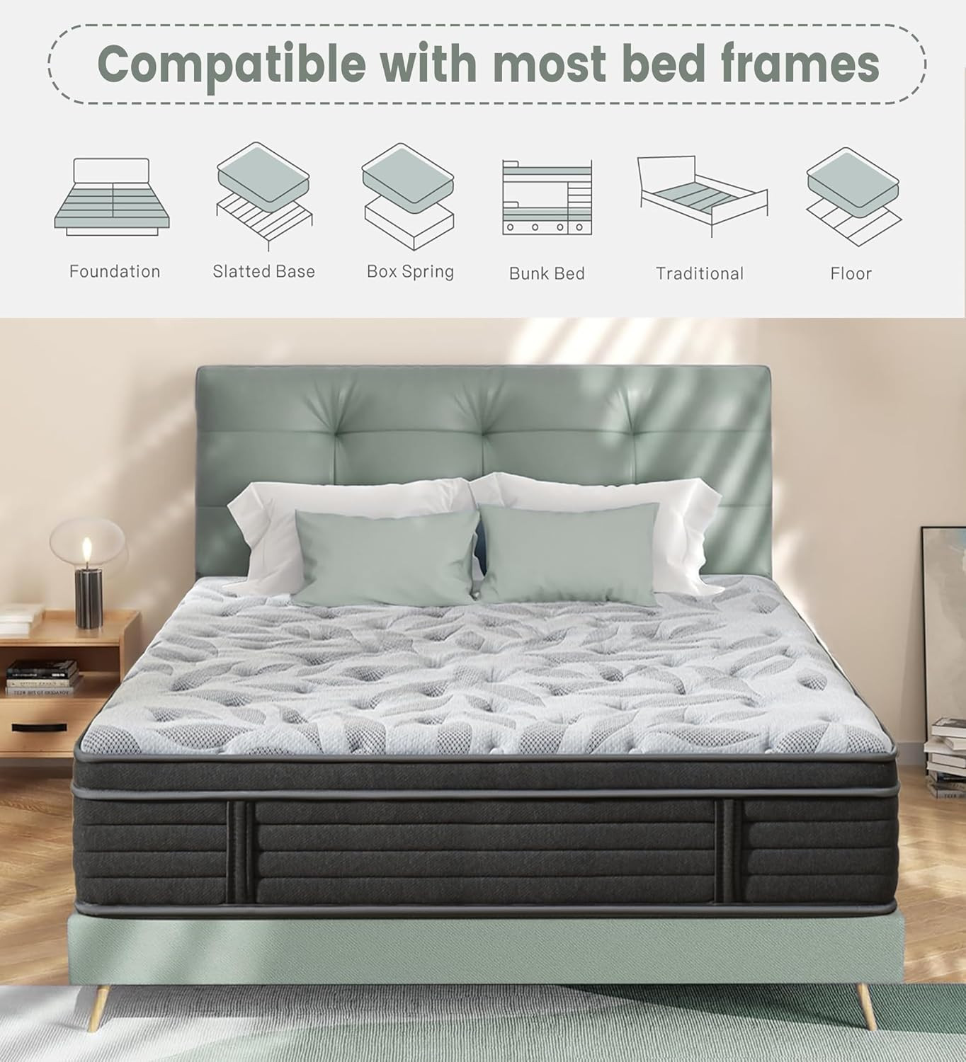 12″ Twin Hybrid Mattress – Memory Foam & Pocket Springs, Cooling Gel, Medium Fir