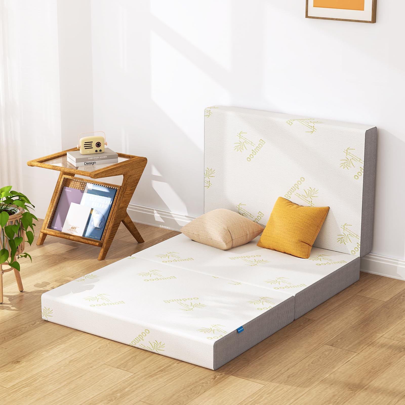 Twin Folding Mattress, 5 Inch Trifold Memory Foam Mattress with Soft Removabl…