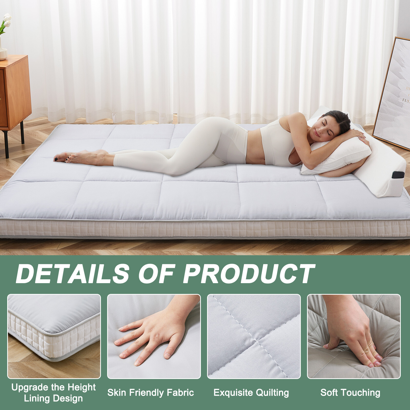 SLSY Futon Mattress, Japanese Floor Mattress Quilted Bed Mattress Topper Mat
