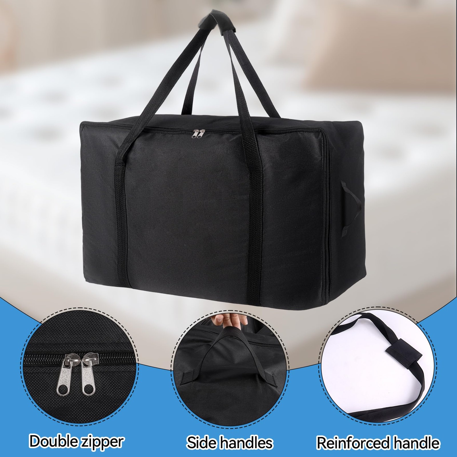 Folding Mattress Storage Bag, Portable 600D Oxford Heavy Duty Carry Case with…