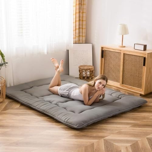 MAXYOYO Japanese Futon Floor Mattress King 78x80In 4-In Foldable Grey