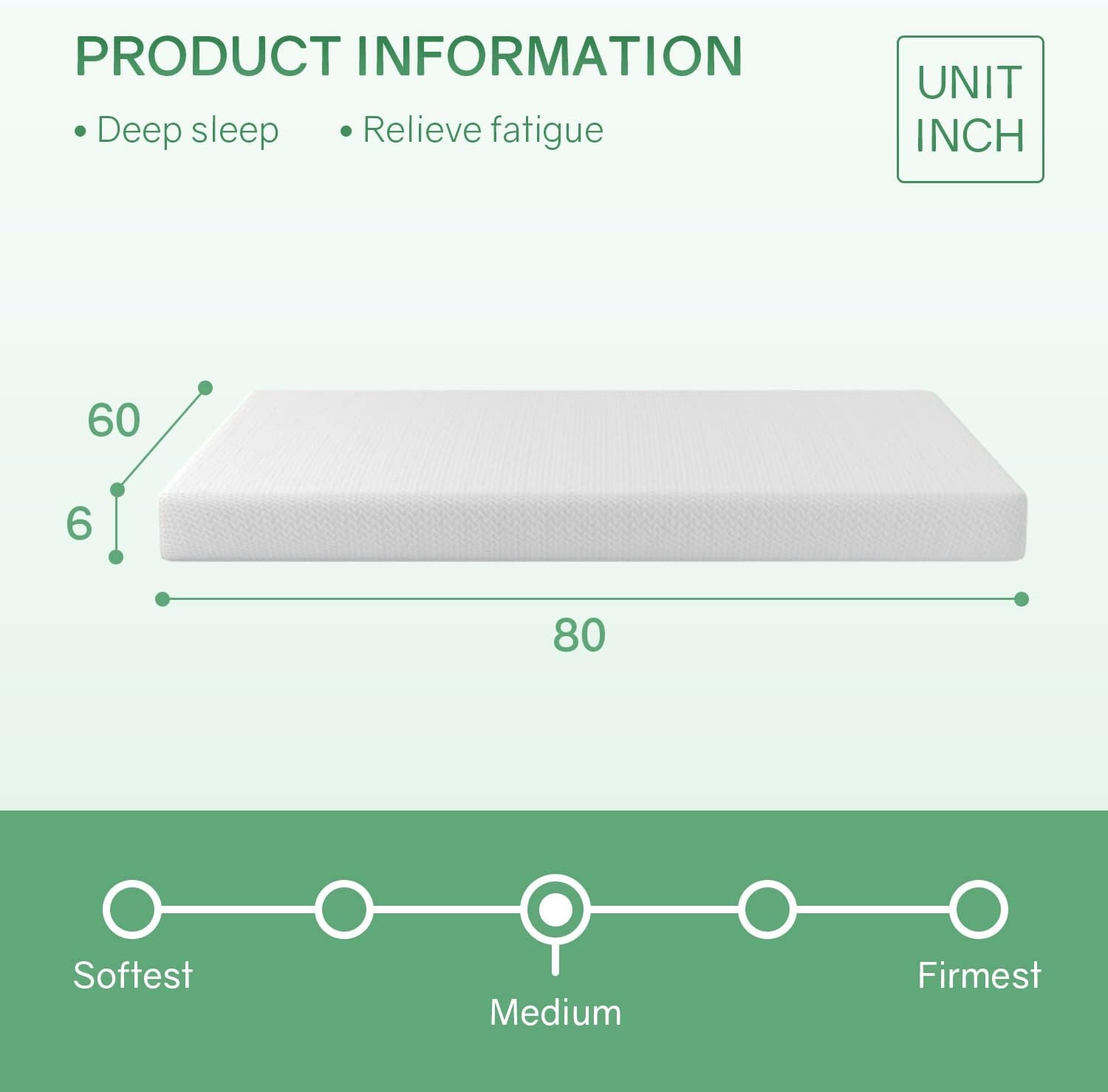 Queen Size Mattress,Fiberglass Free 6 Inch Green Tea Cooling Gel Memory Foam Mat
