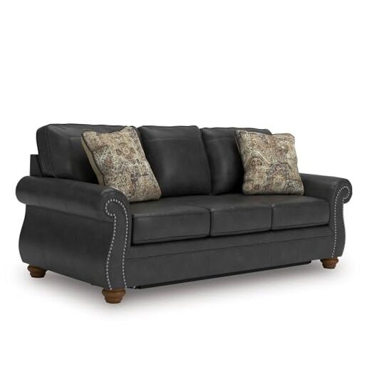 Signature Design by Ashley Chatterton Rustic Faux Leather Queen Sofa Grey