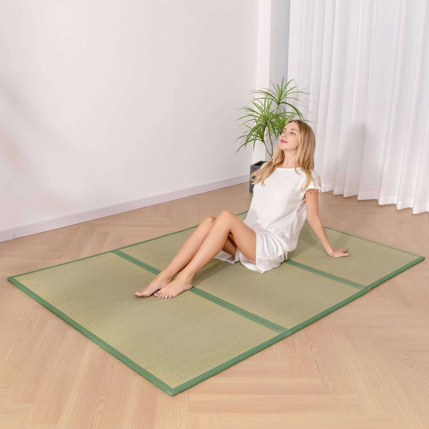 MAXYOYO Japanese Tatami Mat 100% Rush Grass Portable Folding Mat#1132QY1