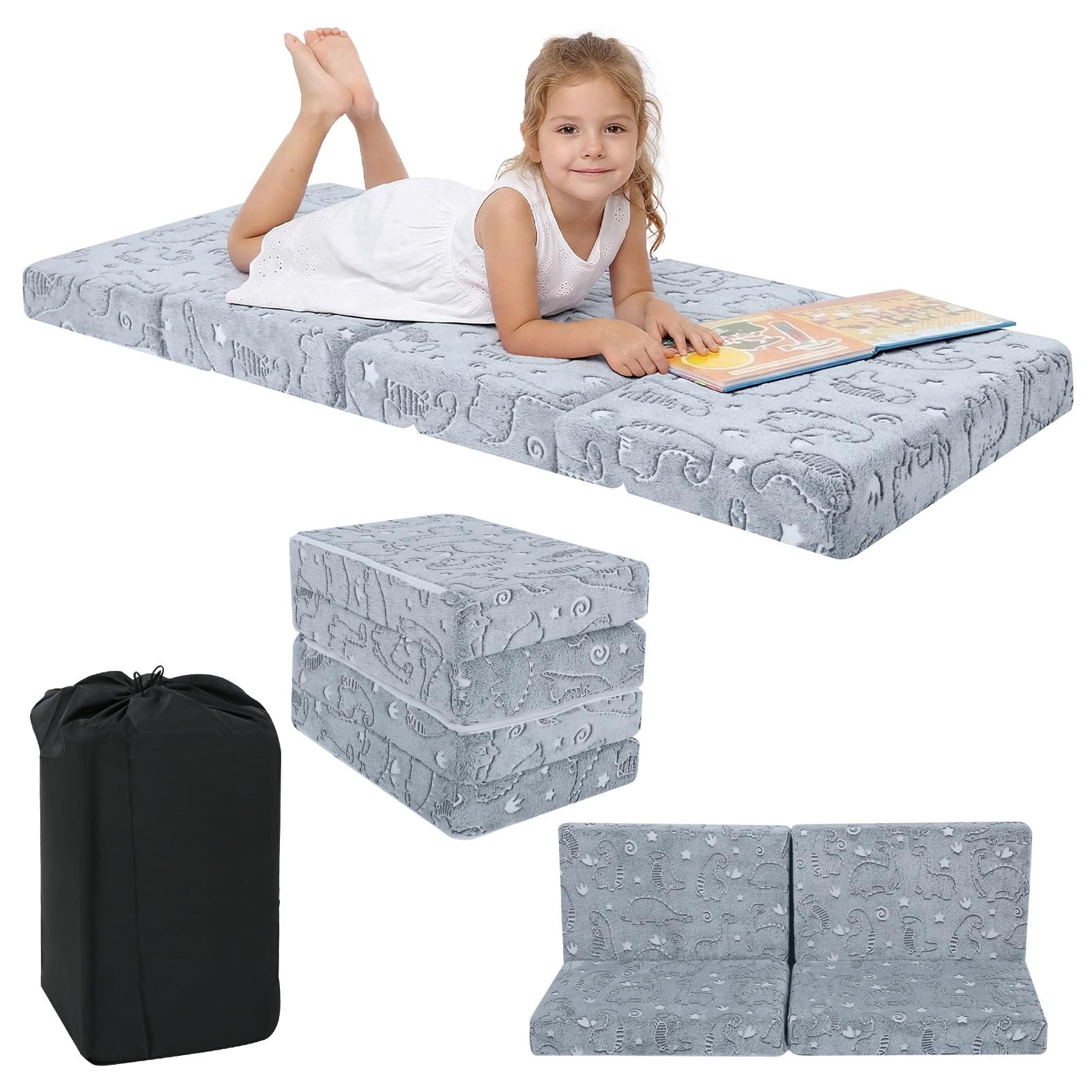 MeMoreCool Kids Folding Mattress, Trifold Foldable Floor Mattress for Kids, 6…
