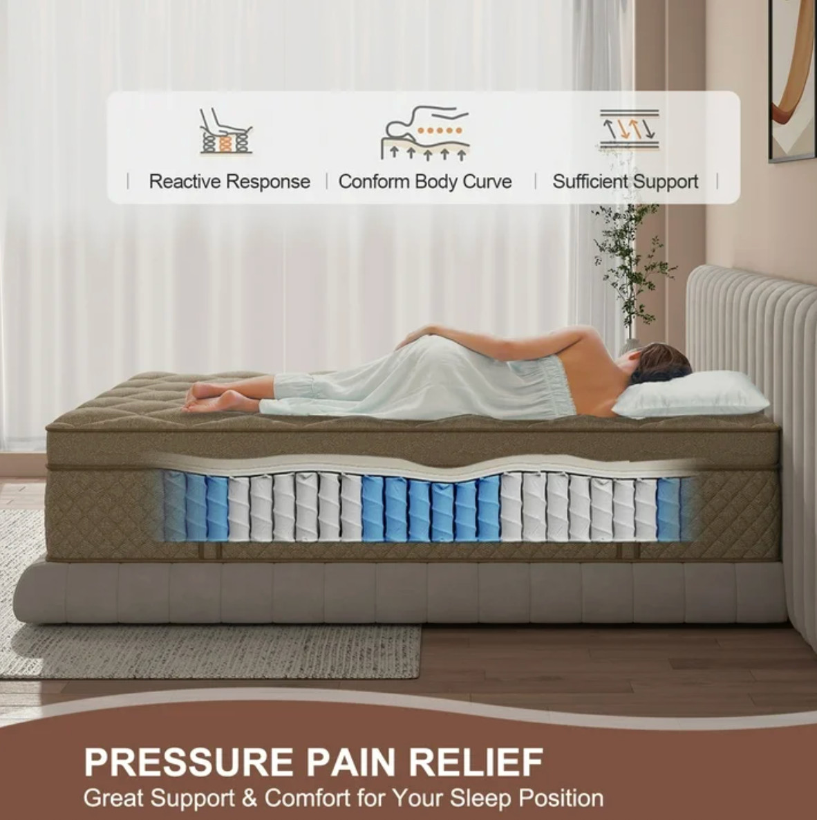 10″ Colchones KING Gel Memory Foam Hibrido Cama King Mattress Hybrid Medium Firm