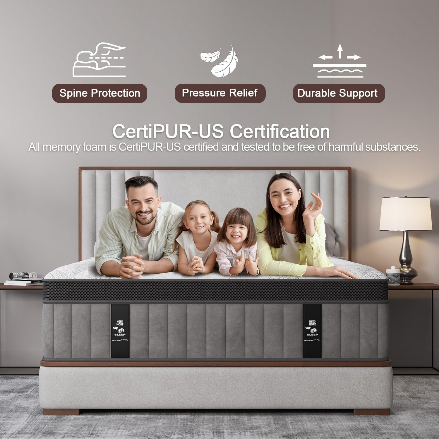12″ King Hybrid Mattress – Medium Firm Gel Foam & Pocket Springs, Pain Relief