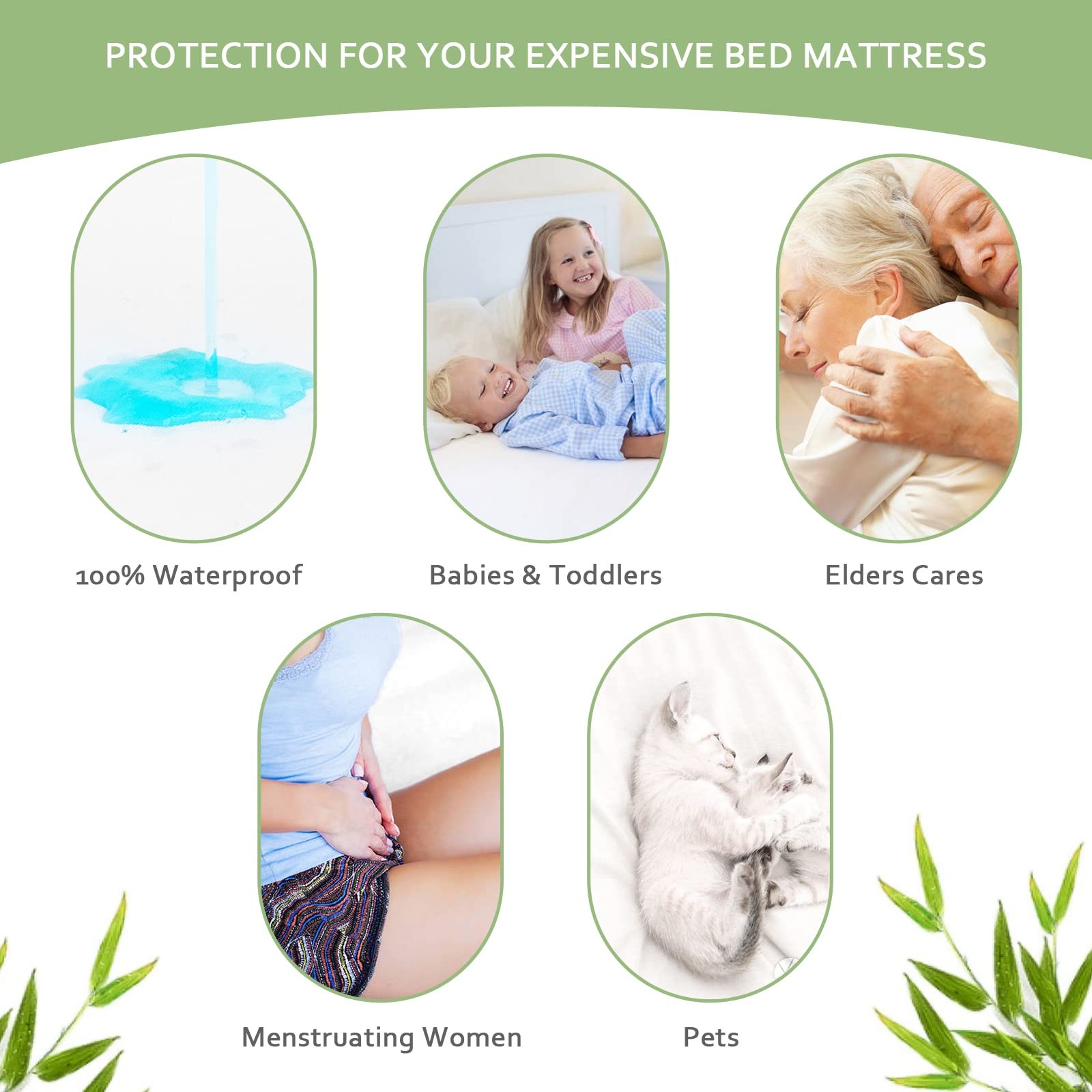 Waterproof Mattress Protector Twin Size, Skin Friendly and Twin, White