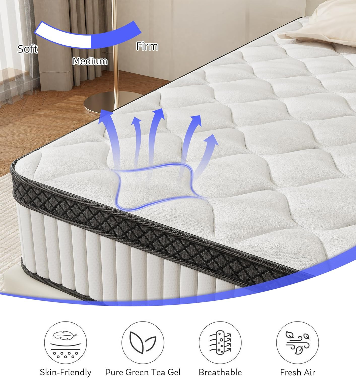 10 Inch Hybrid Queen Mattress with Gel Foam & Pocket Springs for Comfort