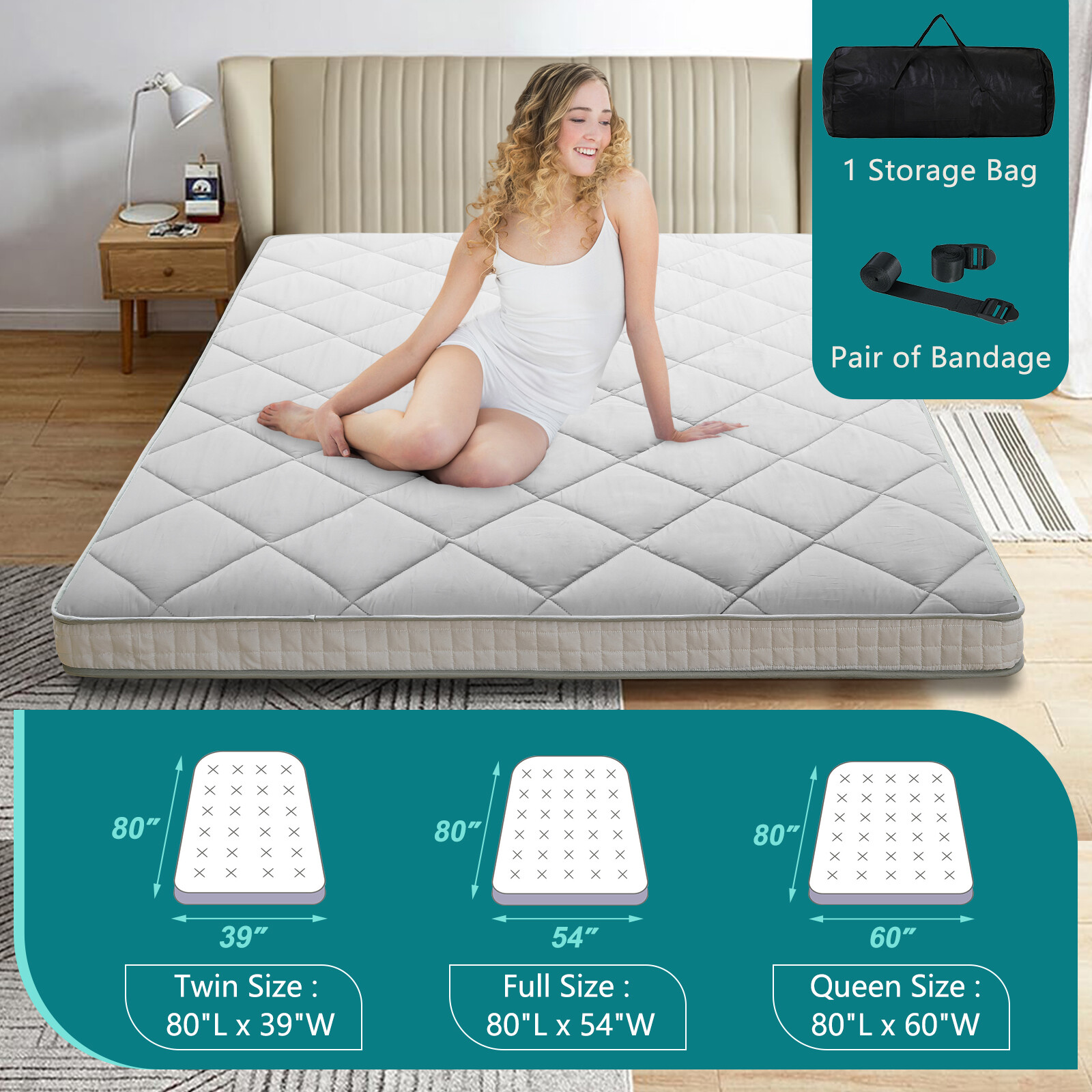 Japanese Futon Floor Mattress Floor Mattress Folding Tatami Roll Up Sleeping Pad