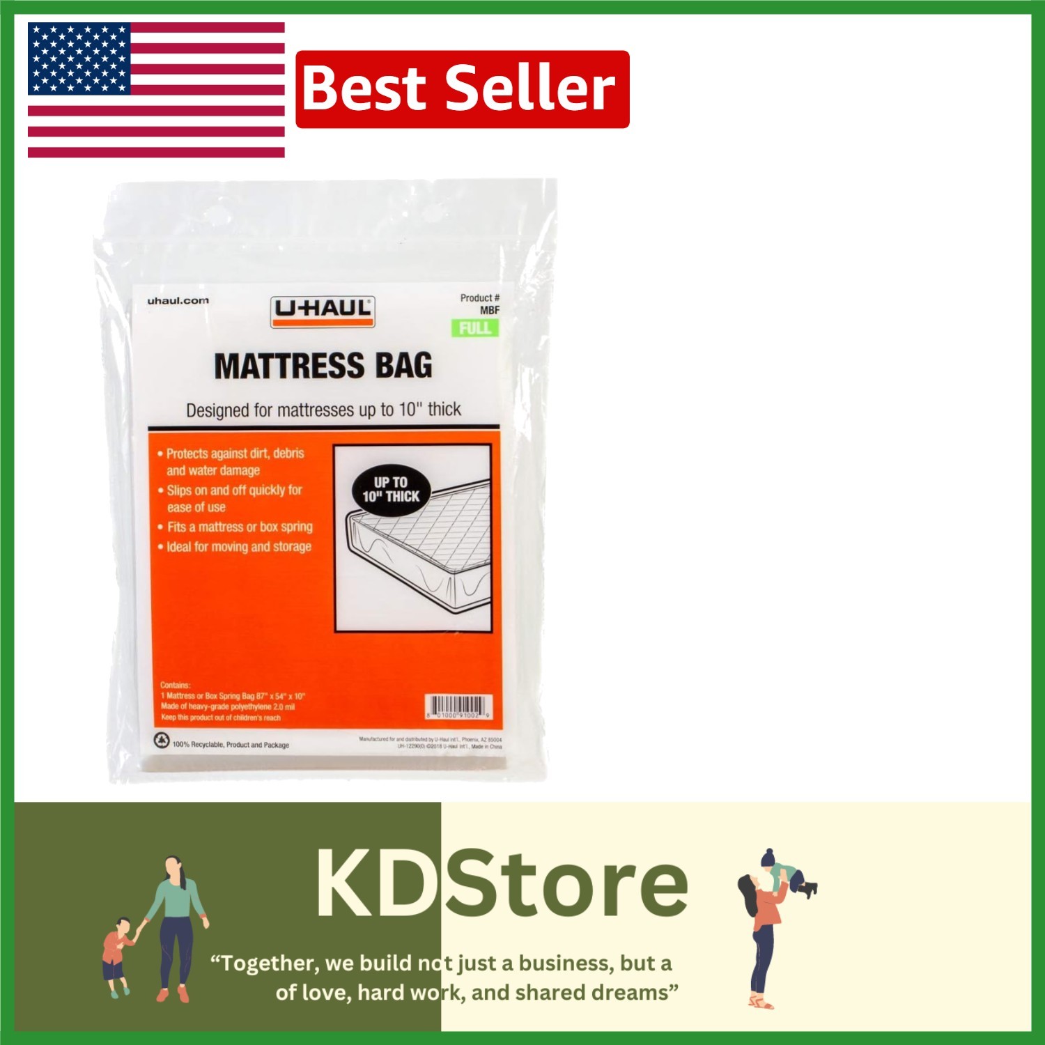 Reusable Full Mattress & Box Spring Cover – Protects During Moving & Storage