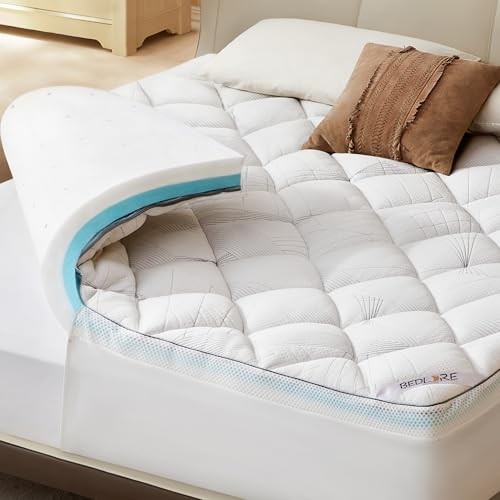 4-Inch Mattress Topper for Back Pain – Dual Layer Medium Support Queen White