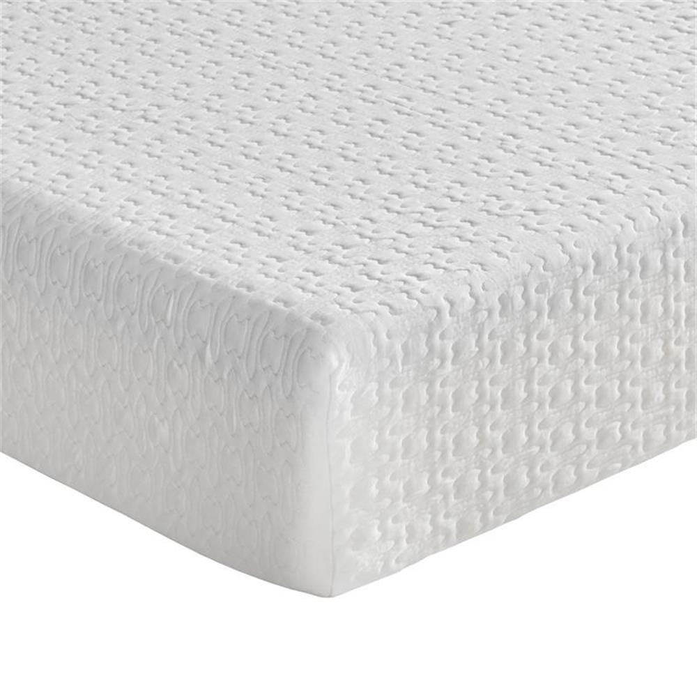 Pemberly Row 8″ Modern Fabric Queen Gel Memory Mattress in White