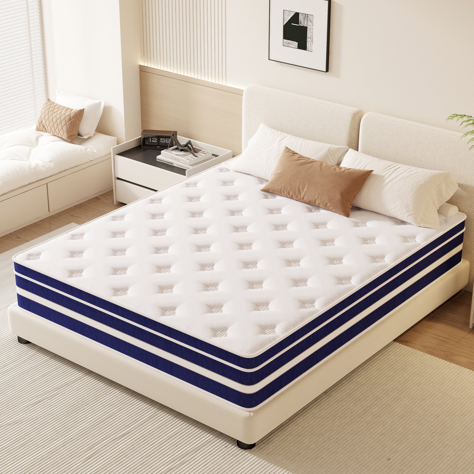 12 Inch Queen Mattress, Memory Foam & Spring Hybrid Medium Comfort