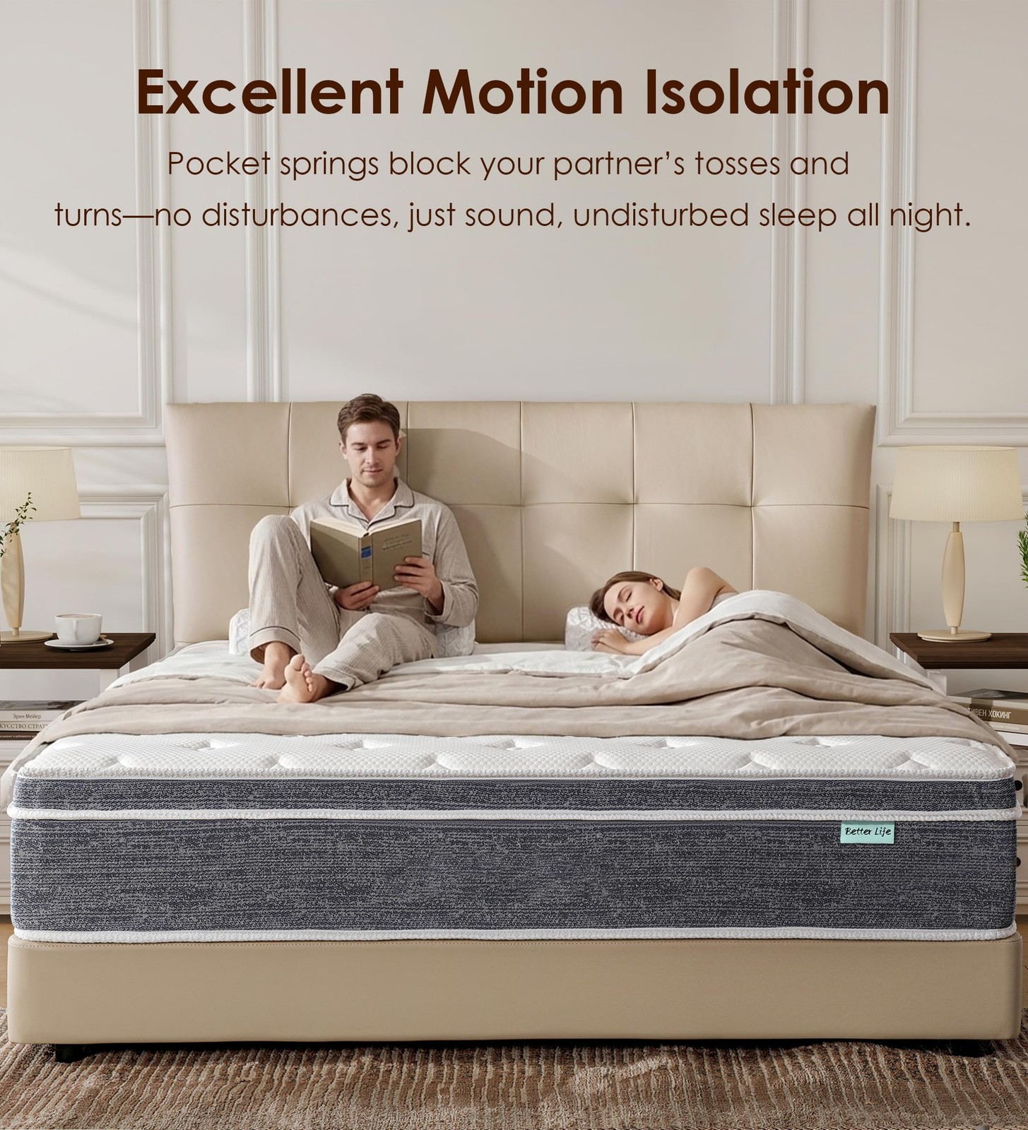 Queen Size Mattress 14 Inch, Cooling Hybrid Mattress in a Box, Medium Firm, M…