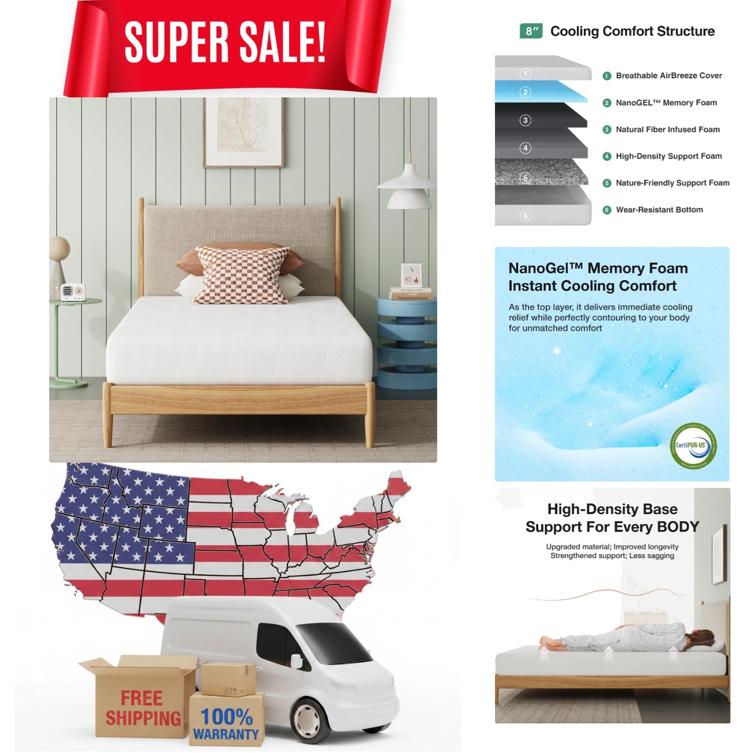 Twin 8 Inch Mattress – Medium Firm Gel Memory Foam for Cool, Comfortable Sleep