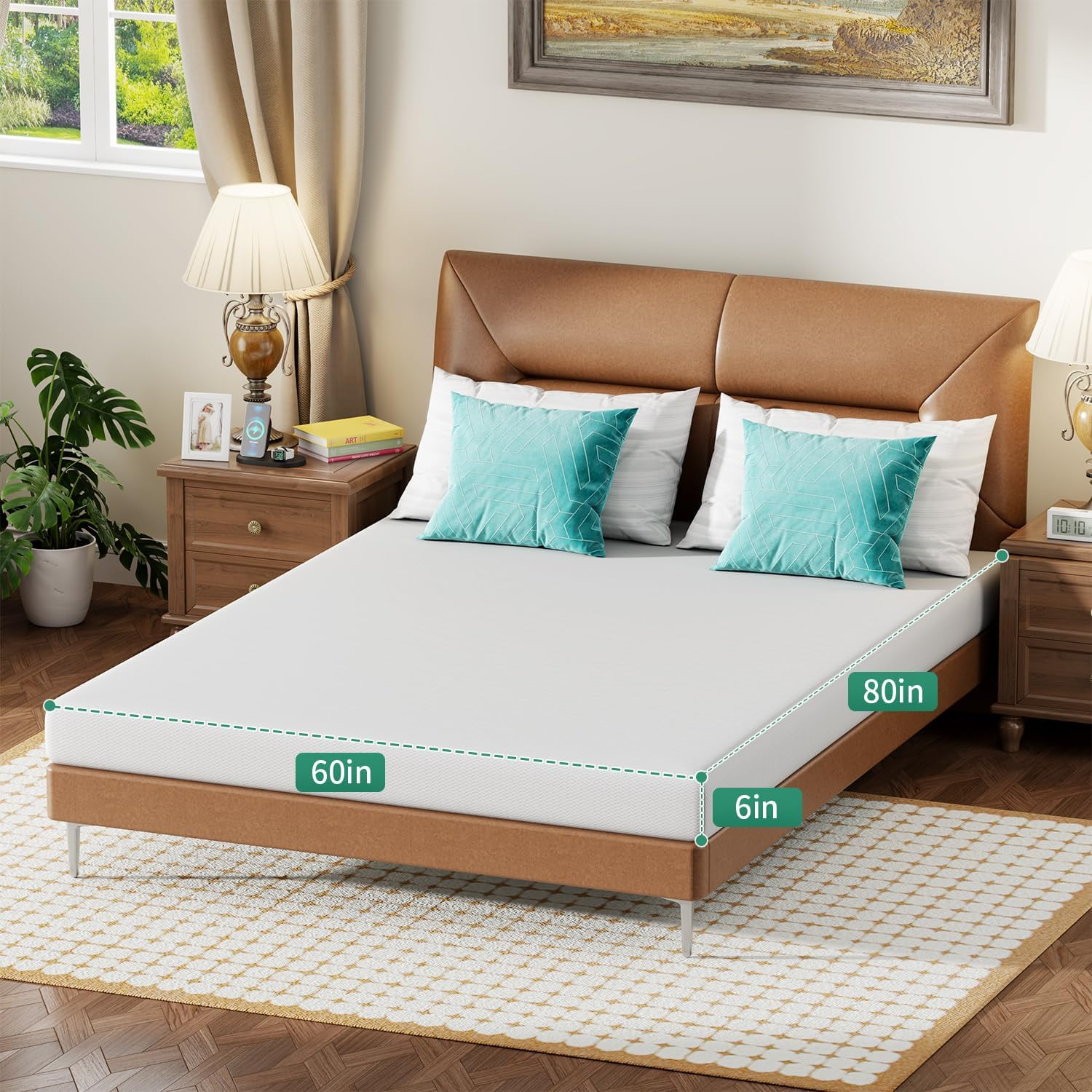 6 Inch Queen Mattress, Medium Firm Base Foam, Breathable & Comfortable with Remo