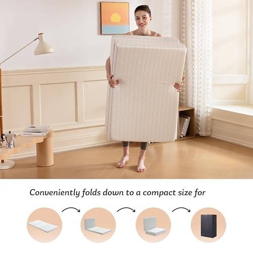 Folding Mattress Topper, 4 inch Single Tri-fold Memory Single 75″×25″ 4 Inch