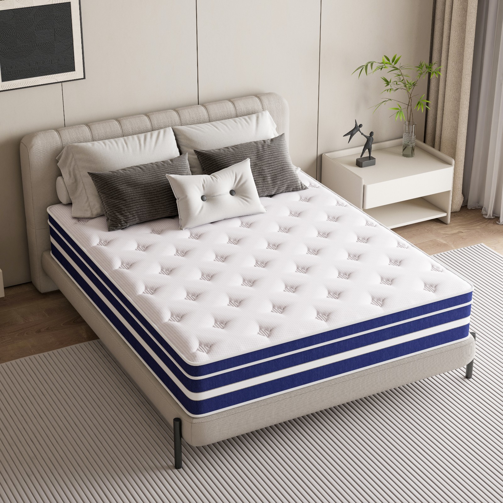 12»14» Gel Memory Spring Foam Hybrid Mattress Twin Full Queen King Size In Box