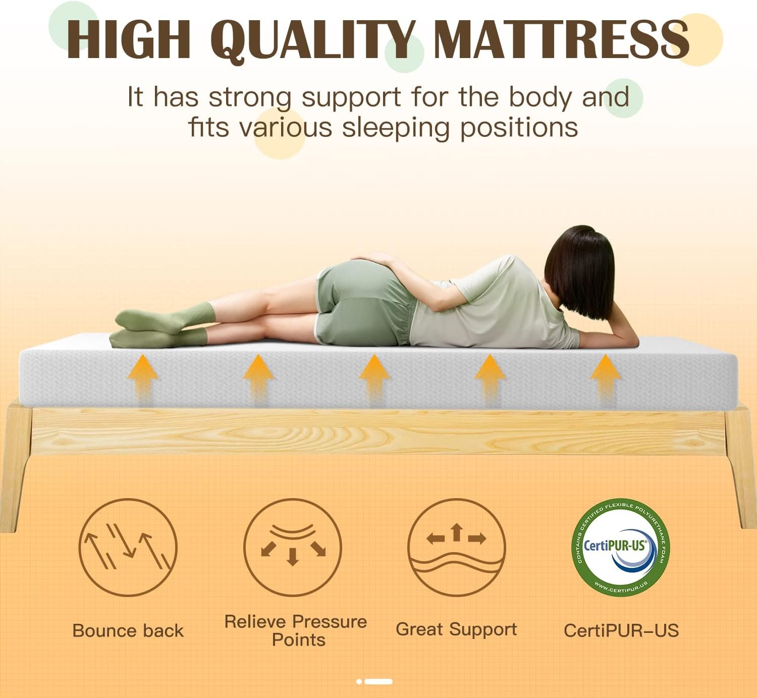 8 Inch Memory Foam Mattress Cooling Gel Green Tea Infused CertiPUR