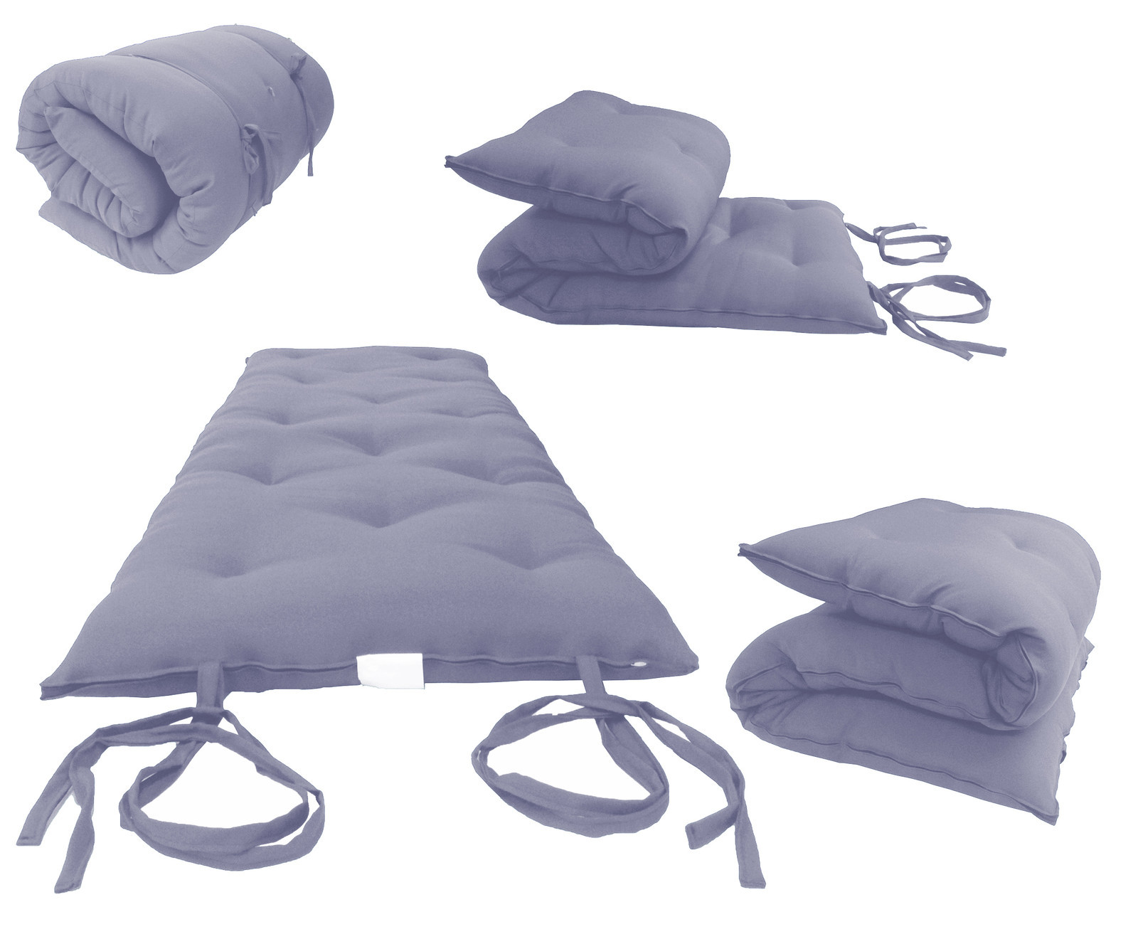 Traditional Japanese Floor Rolling Futon Mattresses, 27Wx80L Cotton Mats Gray