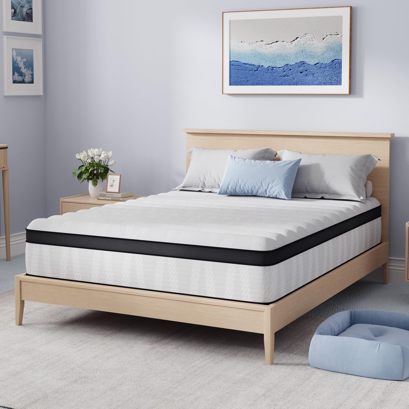 Twin Mattress, 10 Inch Twin Size Hybrid Mattress in a Box, Medium Firm Bed wi…