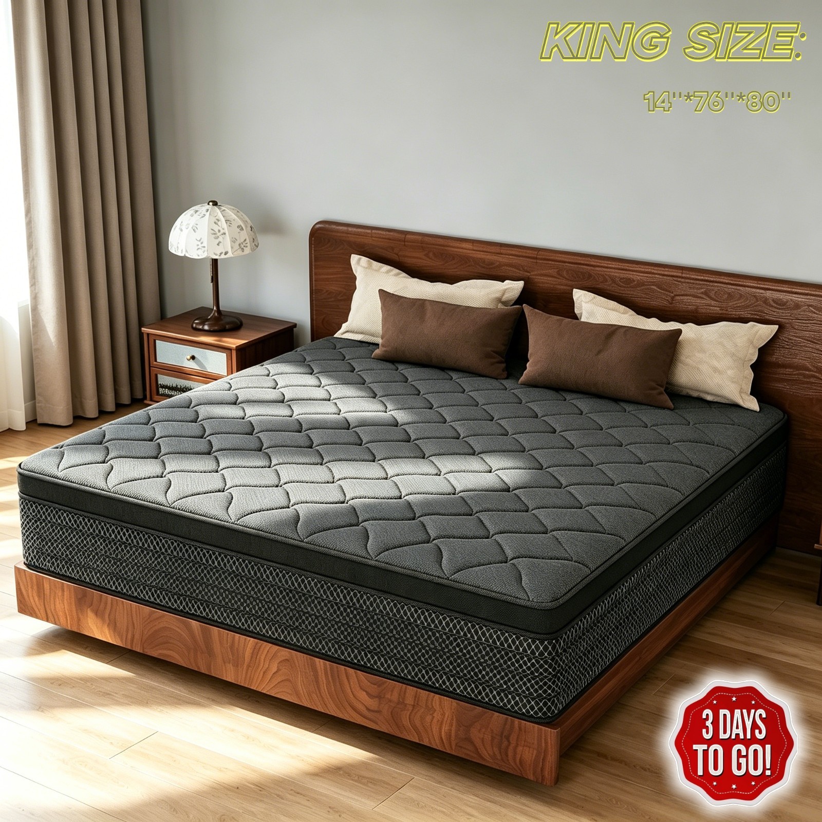 14″ King size Gel Memory Foam Mattress Hybrid Spring Twin Bed In A Box Share 3D