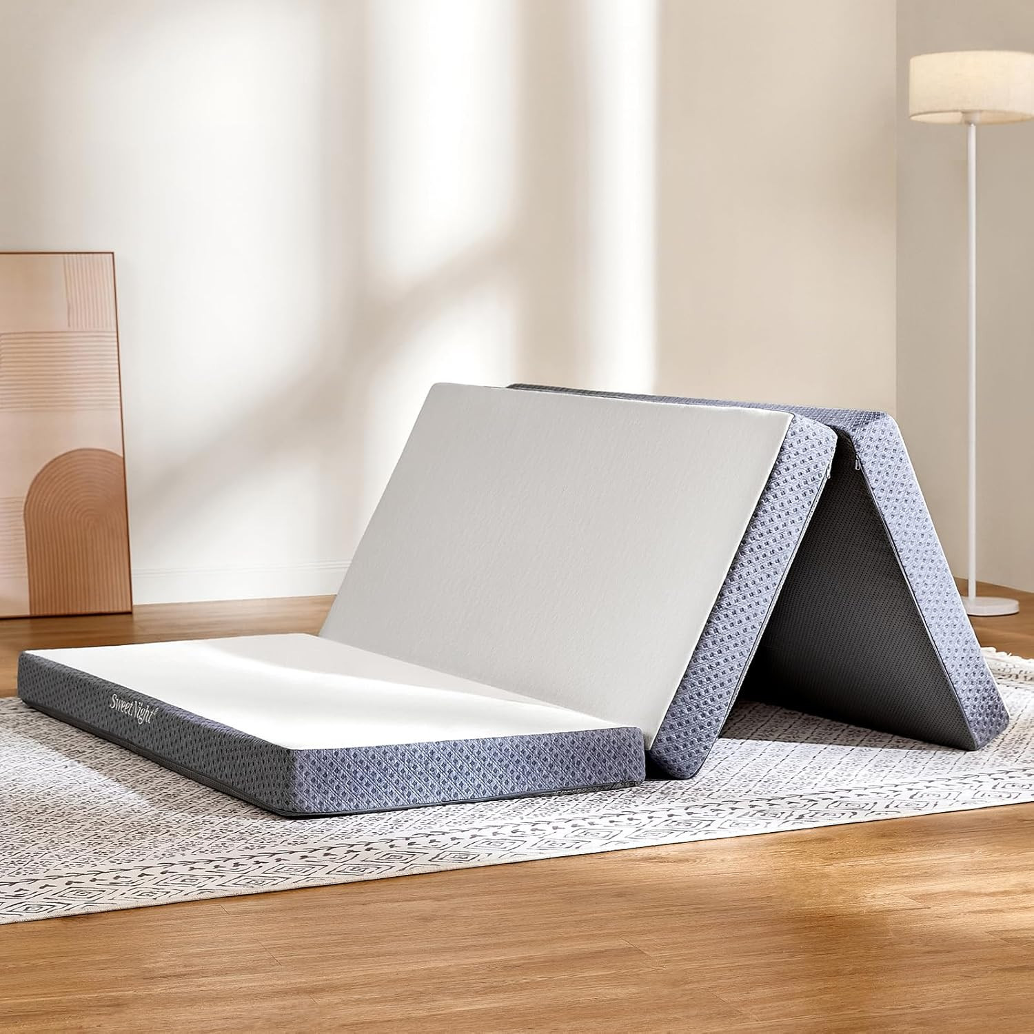 Tri Folding Mattress Topper – 4-Inch Foldable Mattress with a Collapsible and Wa