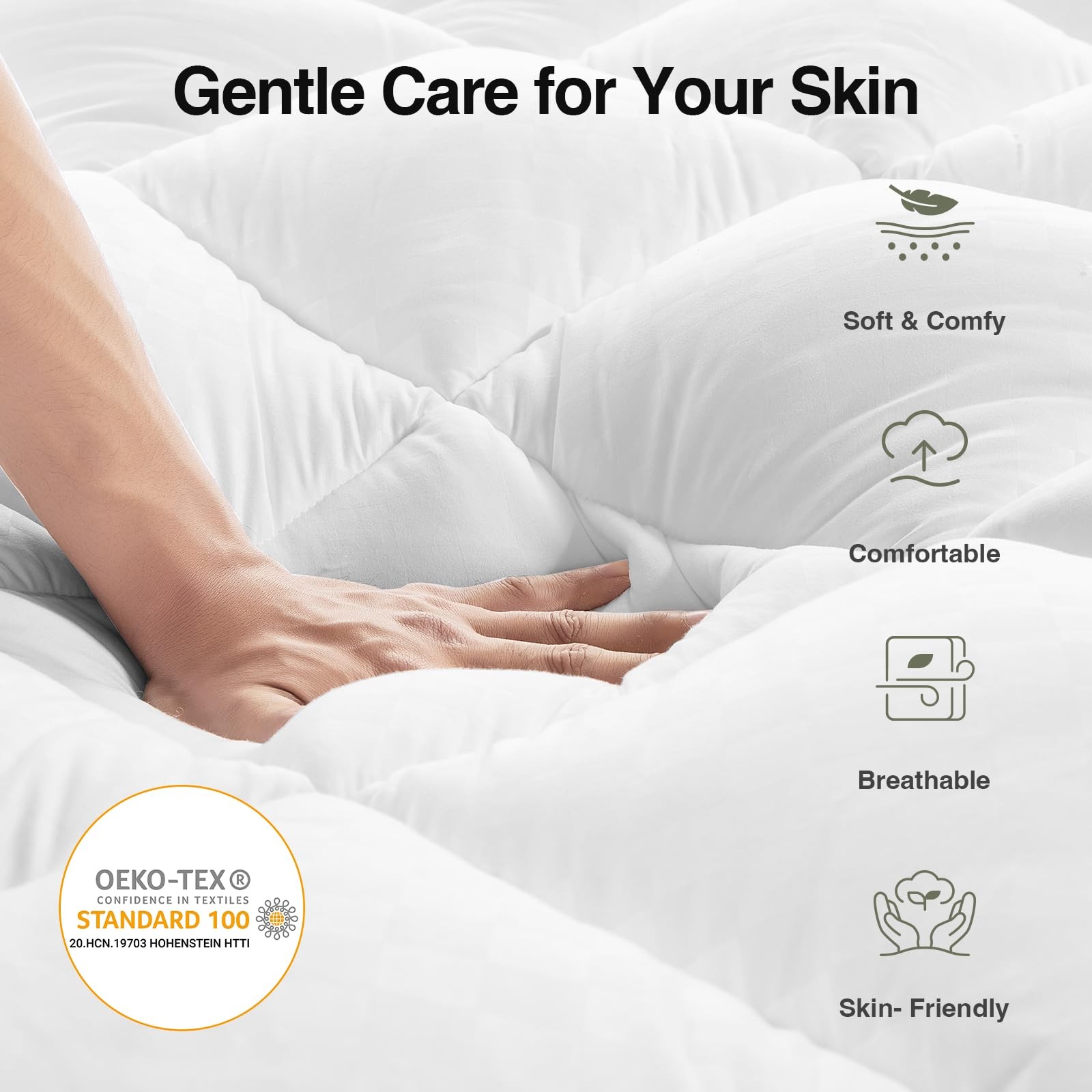 King Mattress Topper, Soft Pillow Top for Dorm Bed, Breathable Quilted Mattre…