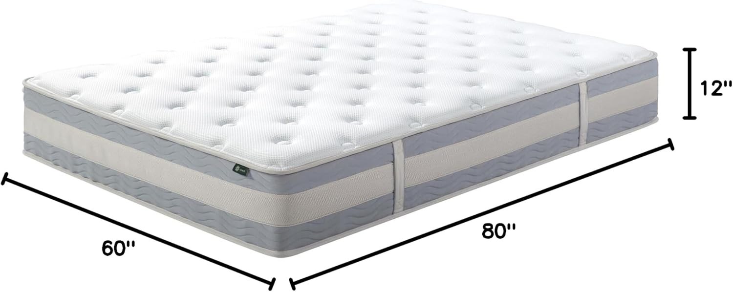 Queen Size Comfort Support Hybrid Mattress – 12 Inch, Certified Safe Materials
