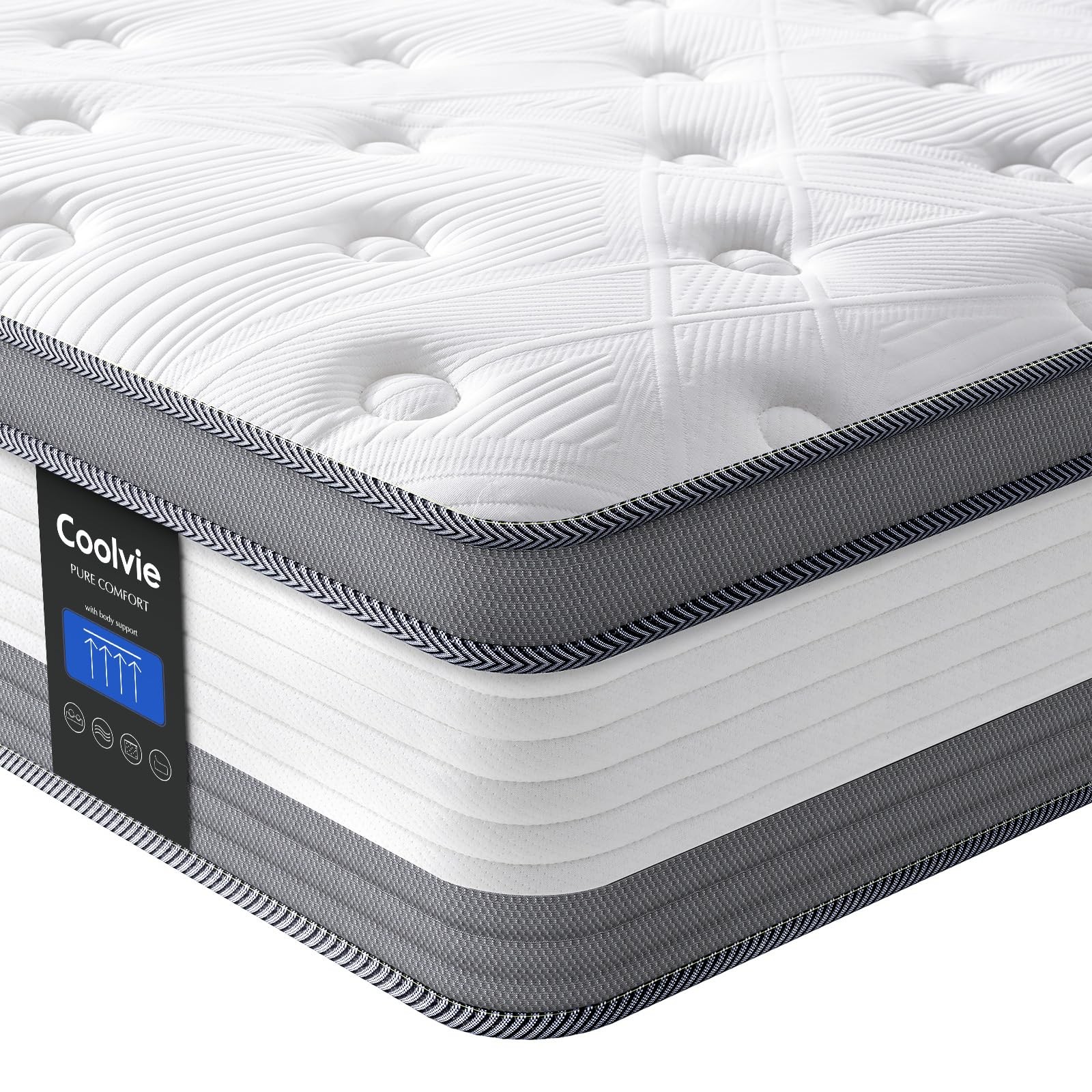 Twin Mattress 12 Inch Hybrid Mattress Twin Size Bed Mattresses in A Box Indiv…
